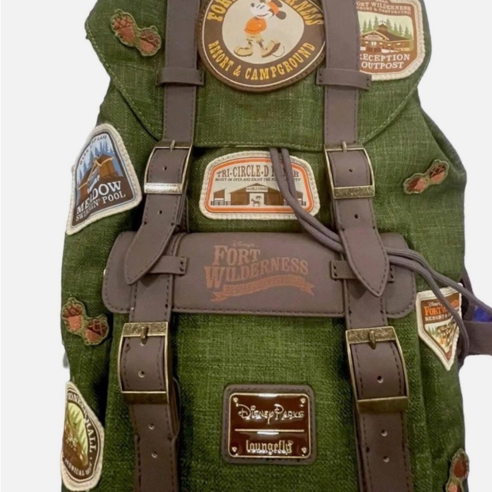 Disney Fort Wilderness Campground Mickey Patches Canvas Loungefly Backpack